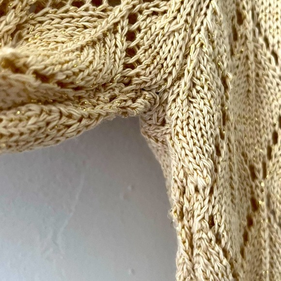 Unbranded Butterfly NWT Yellow with Gold Thread Accents Lace Knit Seeater Medium - Picture 7 of 11